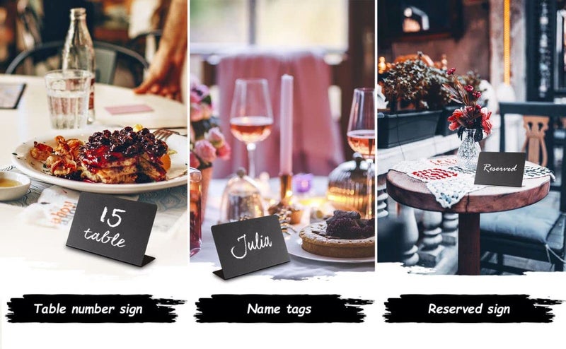 IRICUS 10 Pack Mini Chalkboard Signs 3x4 inch â€“ Erasable Food Signs for Buffet - Catering - Bakeries & Parties - Small Black Chalkboard Labels - Tabletop Displays & Wedding Chalk Board Name Plates - Image 3